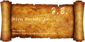 Hirn Borbála névjegykártya